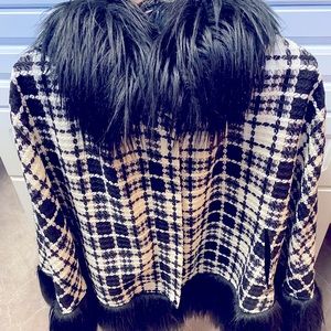Fab faux fur-lined poncho/shawl.
